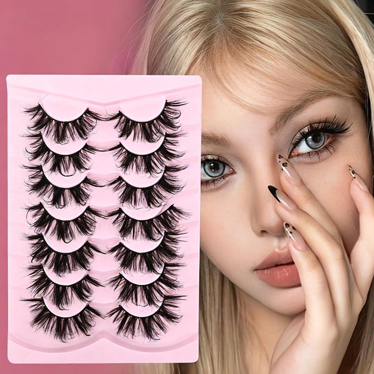 7 paar manga-wimpers, natuurlijke look, Wispy Cat Eye kunstwimpers