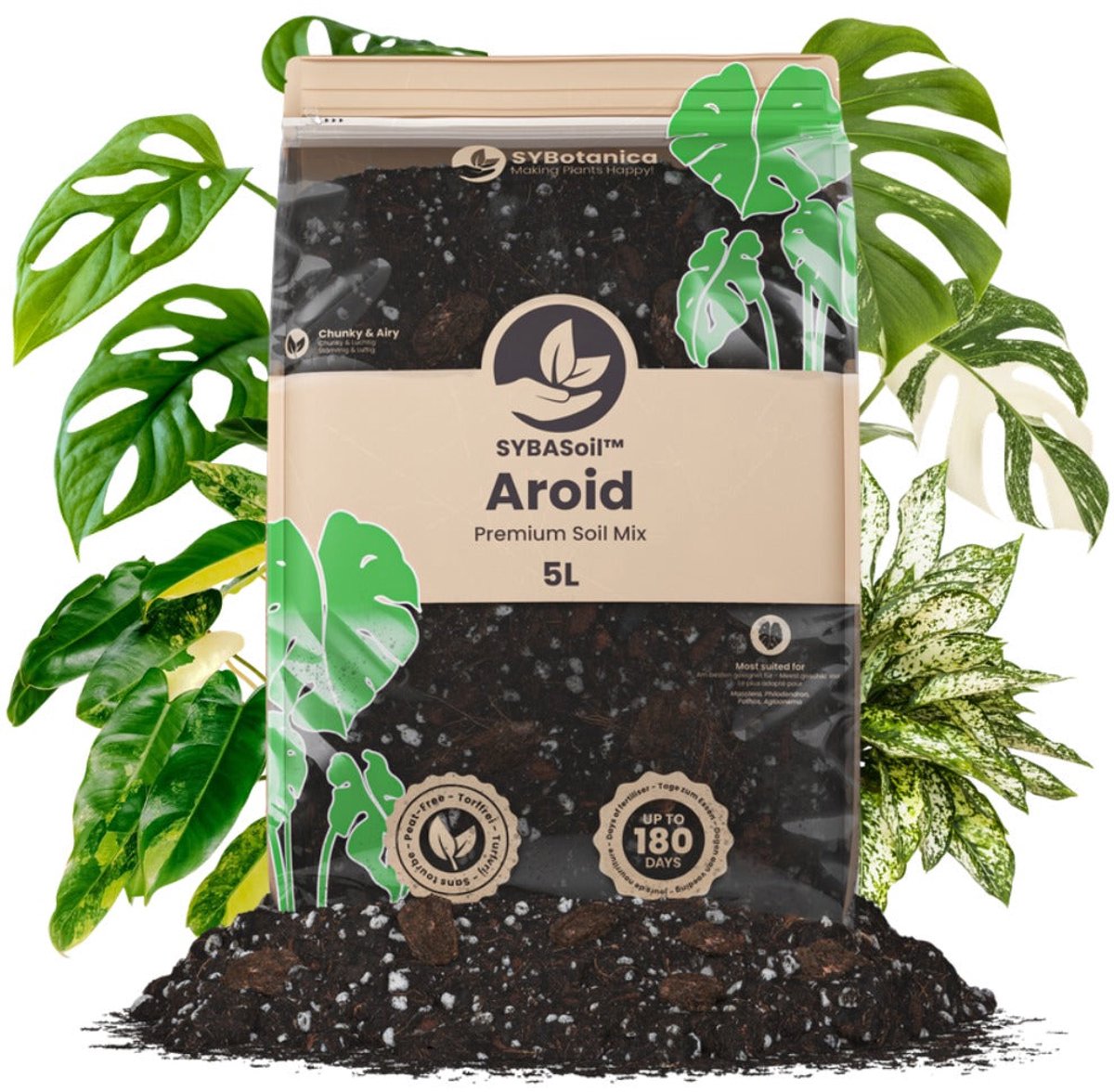 Bol.com SYBASoil - Aroid mix 5L - Turfvrije Potgrond Mix - 6 Maanden Voeding aanbieding
