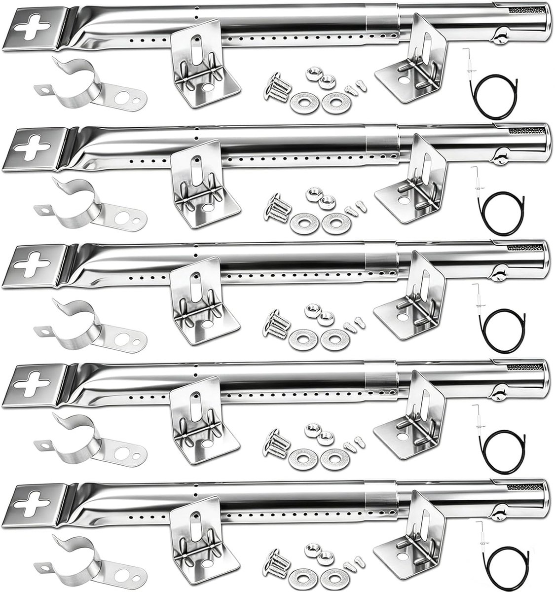 31-45cm Universele Brander voor Landmann, Enders, tepro, Char-Broil, Campingaz, Outback, Taino, Proficook, Barbecook, Roestvrijstalen Heat Shield Vervangende Onderdelen, 5 stuks