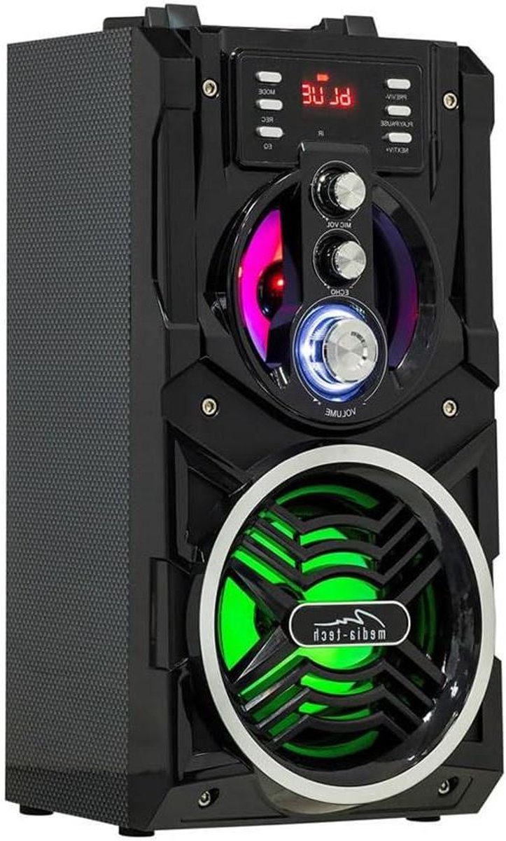 Draagbare Speaker - Stereo Geluid - Muziek Afspelen - Karaoke Functie - 18 W Vermogen - Zwart