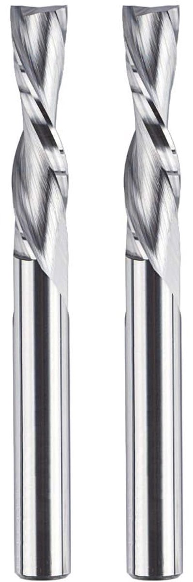 2 stuks spiraalfrezen 8 mm schacht downcut 32 mm snijlengte