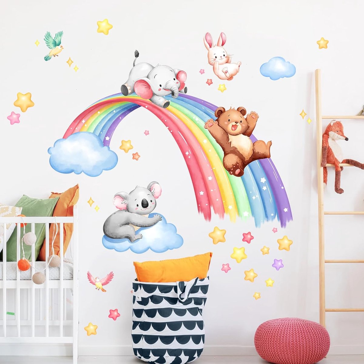 Muurstickers Beer Olifant Koala Konijn Muurstickers Schil en Stok