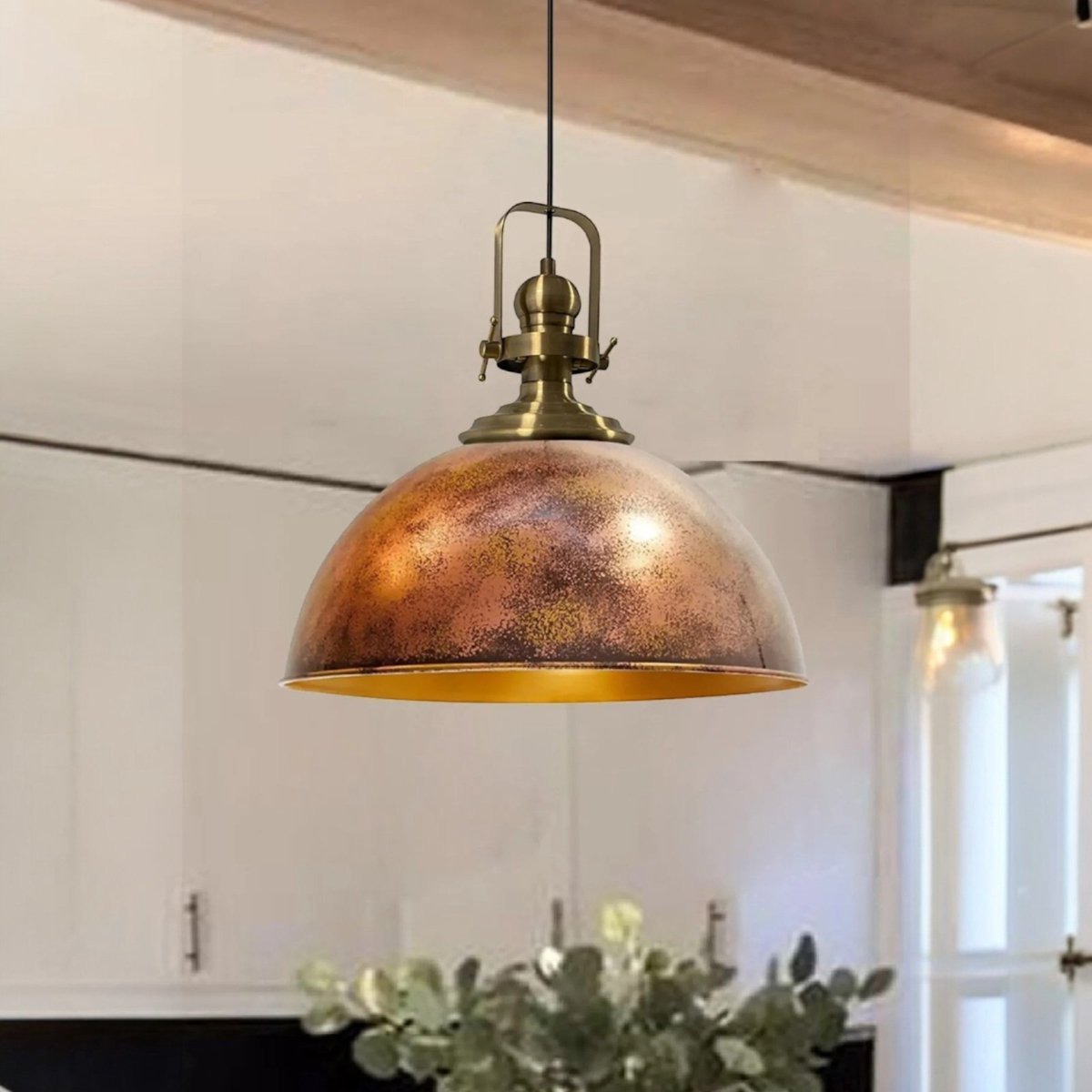 Bamyum Linate hanglamp, industriële Modern stijl, Ø40 cm, koperkleur metalen lamp