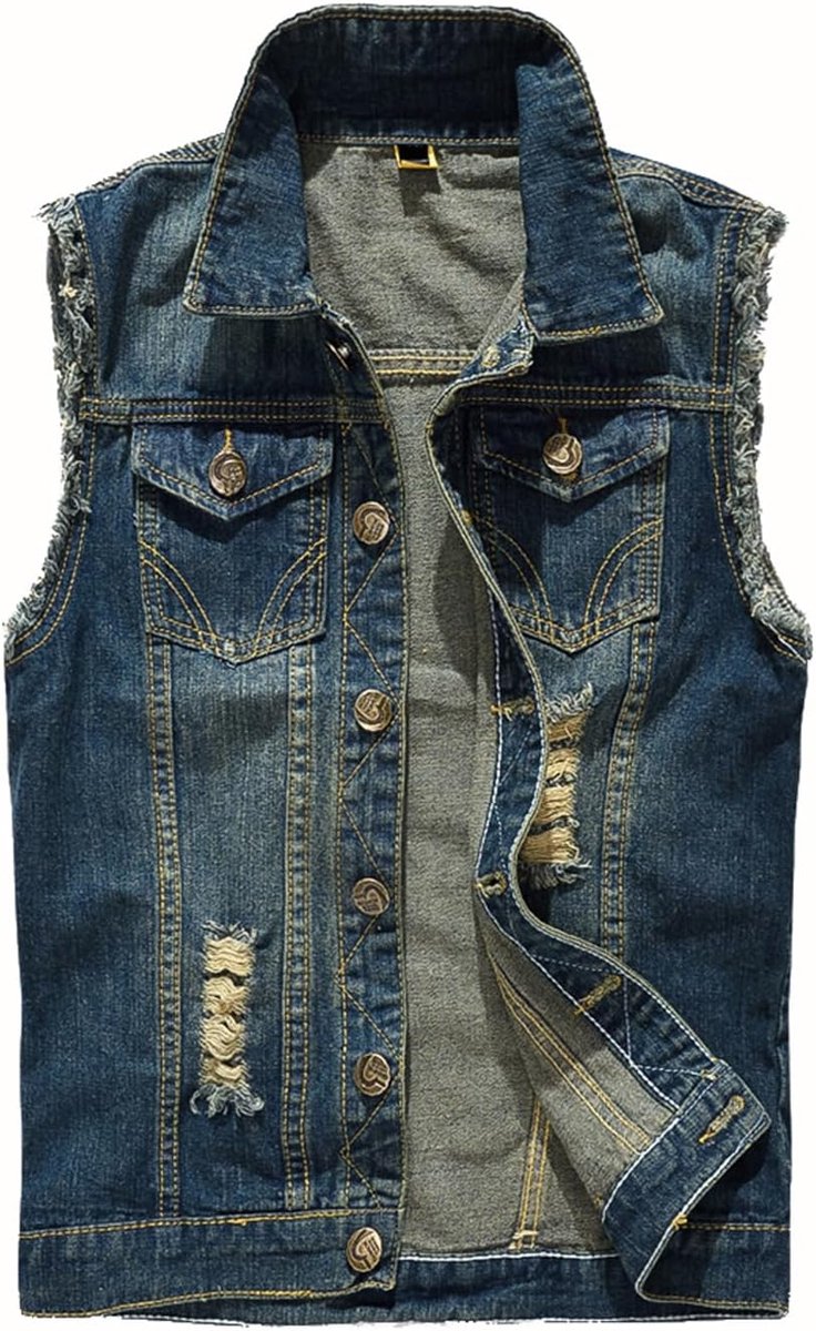 jeans mannenvest met revers