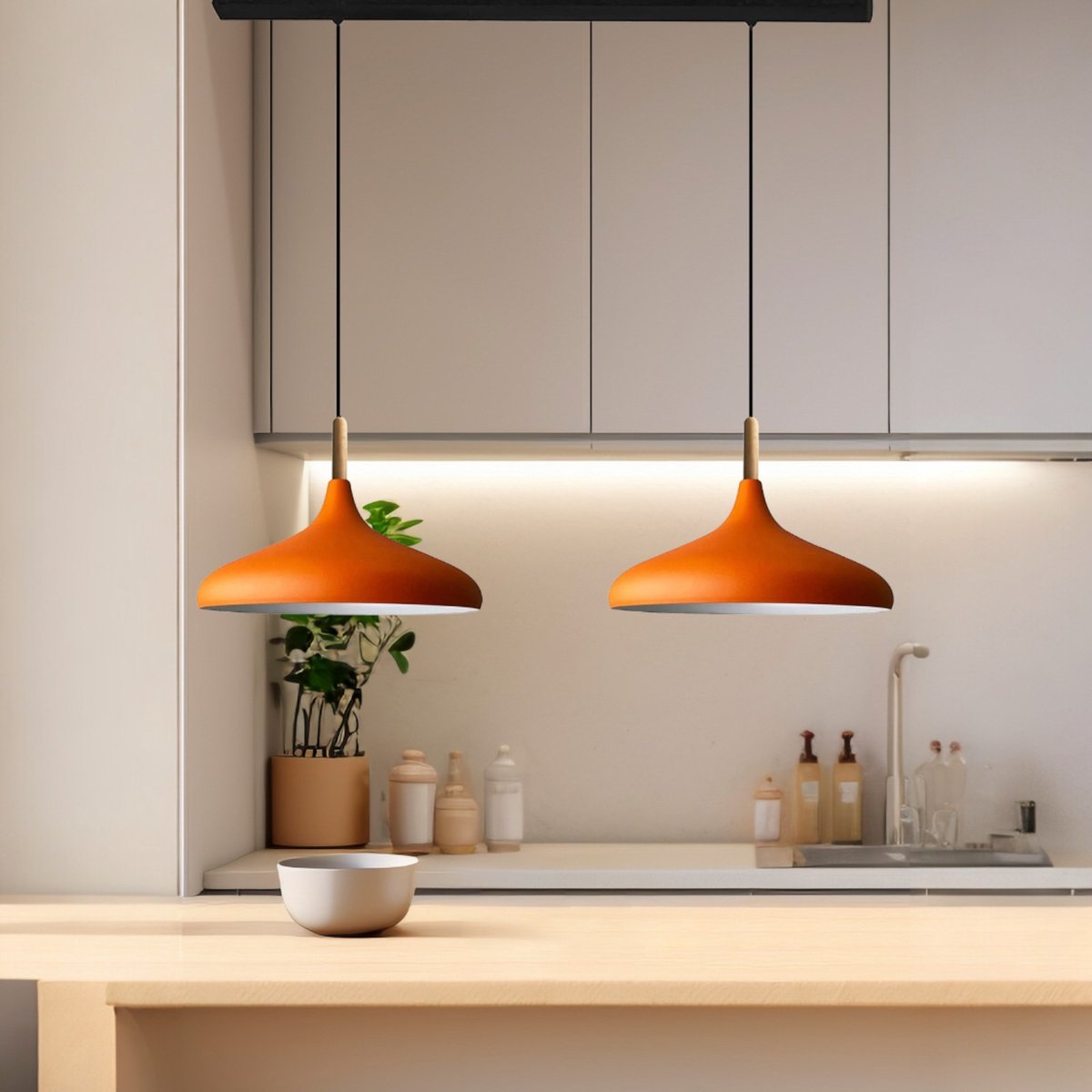 Bamyum Champion hanglamp, industriële Modern stijl, Ø35 cm, oranje metalen lamp