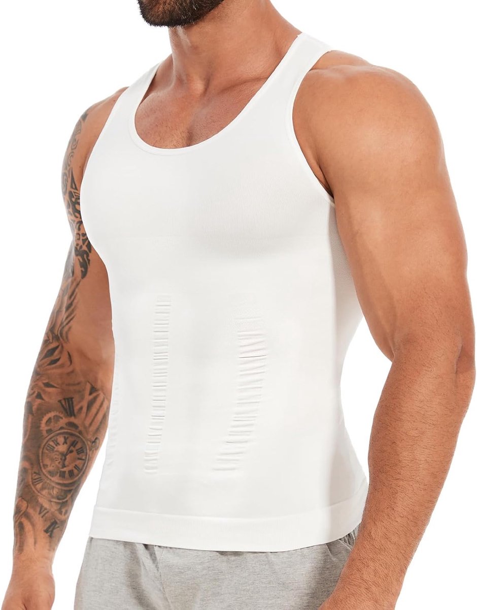 Body Shaper elastisch onderhemd voor heren, tight compressieshirt, taillevormend, figuurvormend, buikweg-shirt mannen