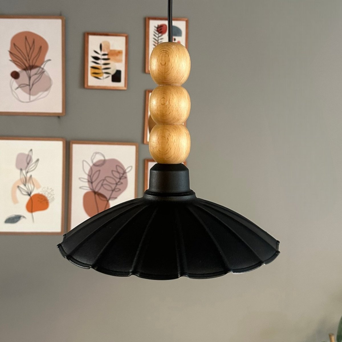 Bamyum Risso hanglamp, industriële Modern stijl, Ø25 cm, zwart metalen lamp