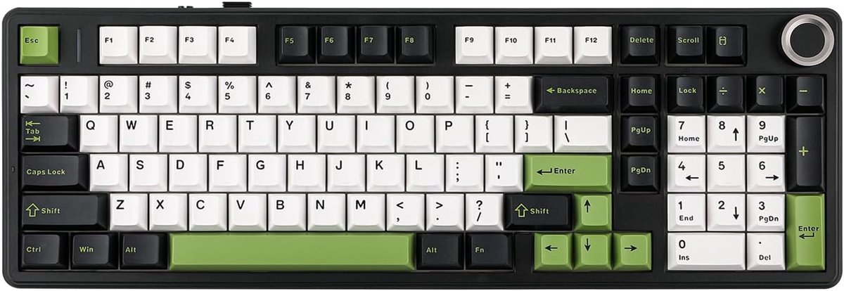 SnelShoppen - Mechanisch Gaming Toetsenbord 96% met Draaiknop, Draadloos BT5.0/USB-C/2.4GHz, Hot Swappable, RGB Verlichting, 8000mAh Accu, QWERTY Inde