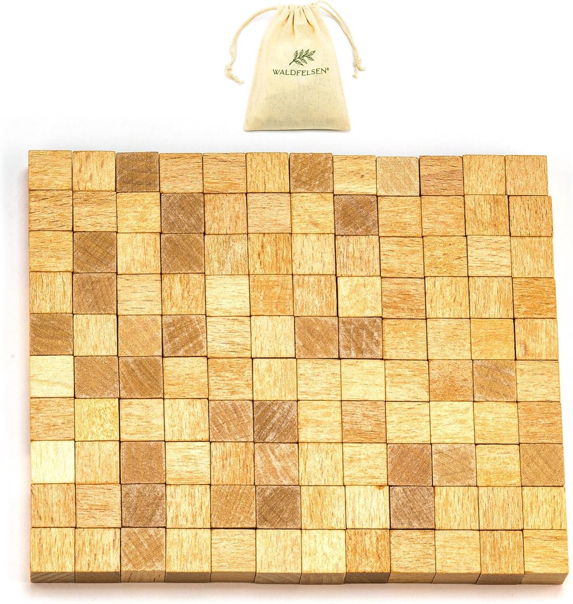 SnelShoppen - 120 Kleine Houten Dobbelstenen 8mm Blank Hout Zonder Ogen voor DIY Projecten, Spellen, Creatieve Activiteiten, Inclusief Katoenen Zak