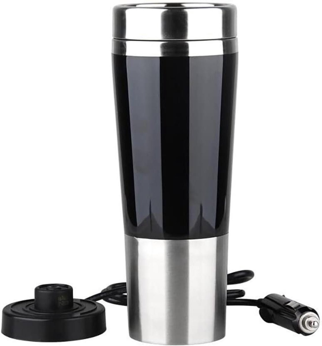 Auto Waterkoker - Verwarmende Mok - Onderweg Water Koken - Dubbele Laag Isolatie - 450 ml - Zwart