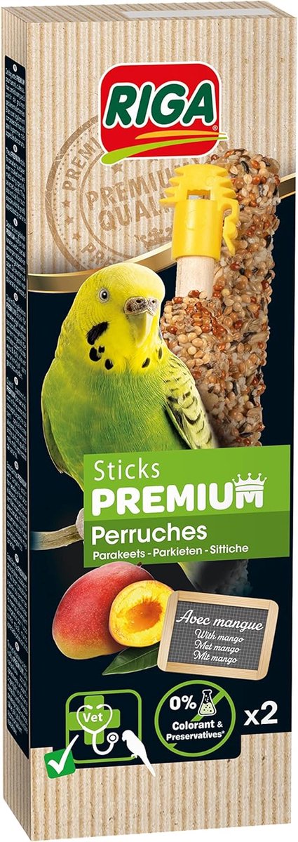 SnelShoppen - Premium parkietensnacks, 2 stokken, 60 g, aanvullend voer voor kanaries, gezonde traktatie, natuurlijke ingrediënten, ideaal voor vogels