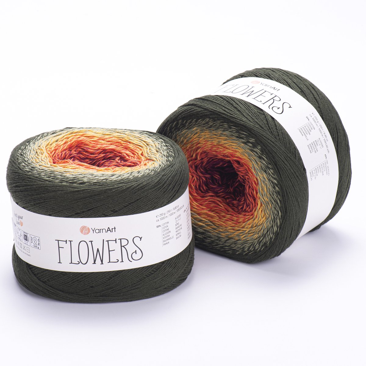 YarnArt Flowers Verloopgaren - 55% Katoen 45% Acryl - voor Haken en Breien - 250g / 1000m - Kleur 302