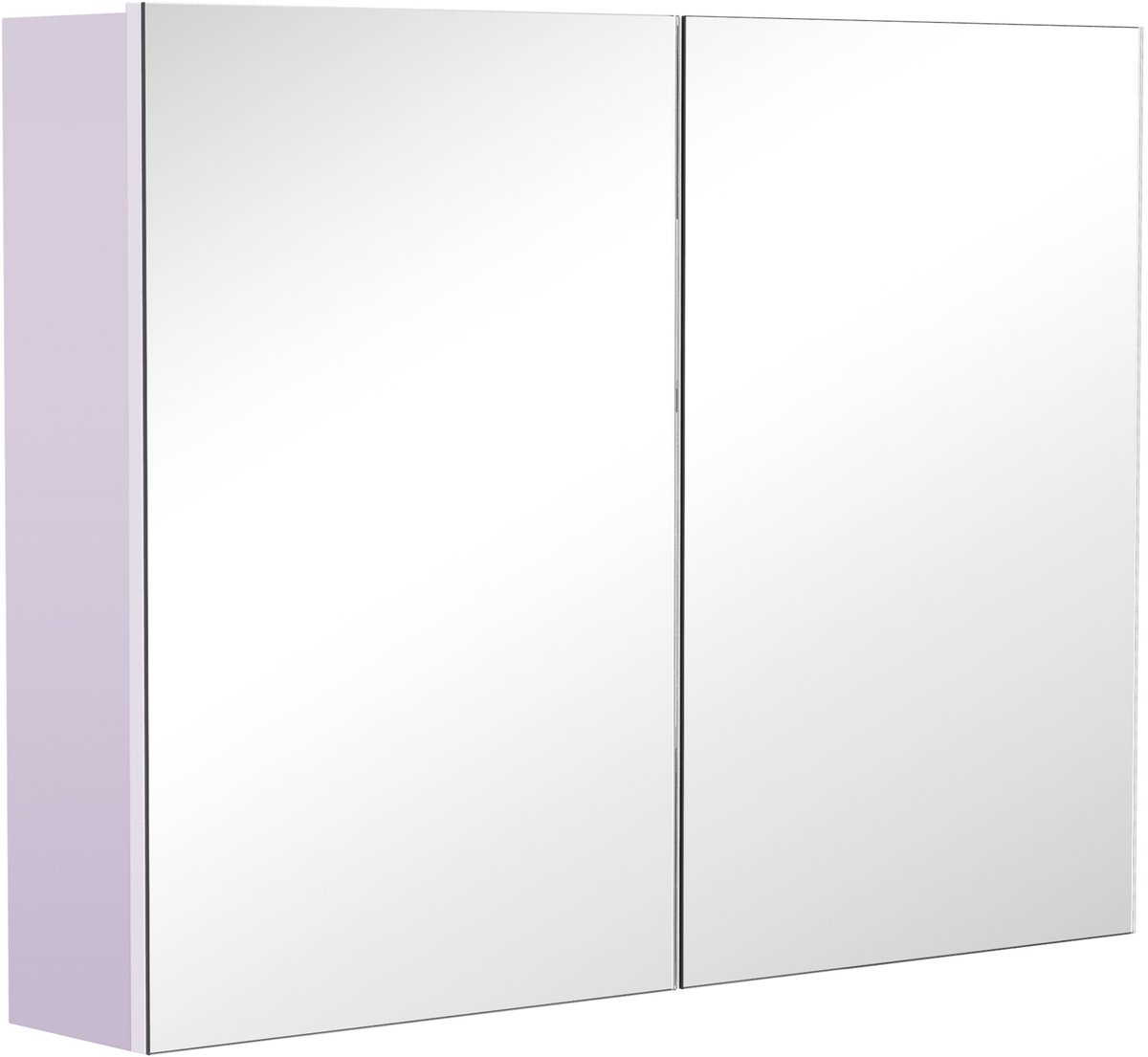 Wandkast met spiegel, moderne badkamerspiegelkast, opbergkast met verstelbare planken, dubbele deuren, 80 x 15 x 60 cm, wit