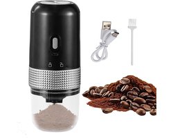 Elektrische Koffiemolen - Koffiebonenmolen Draagbaar - Verse Koffie Maken - Verstelbare Maalgraad - 20 x 8.5 x 20 cm - Zwart