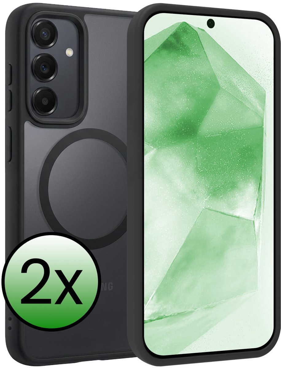 Hoesje 2 Stuks - Geschikt voor Samsung Galaxy A55 - Magsafe Compatible - Sterk & Shockproof - Back Cover - Shock Proof Case - Telefoon Hoes - Zwart