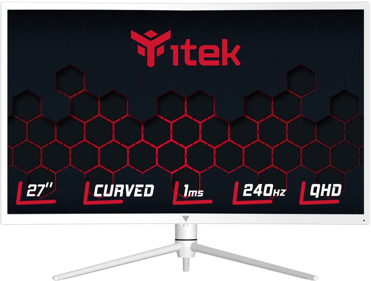 SnelShoppen - 27" Curved Gaming Monitor - 2560x1440, VA, 240Hz, 1ms, 1000R, HDMI, DisplayPort, Type-C, USB, HDR 1000, Adaptive Sync voor Gaming en Mul