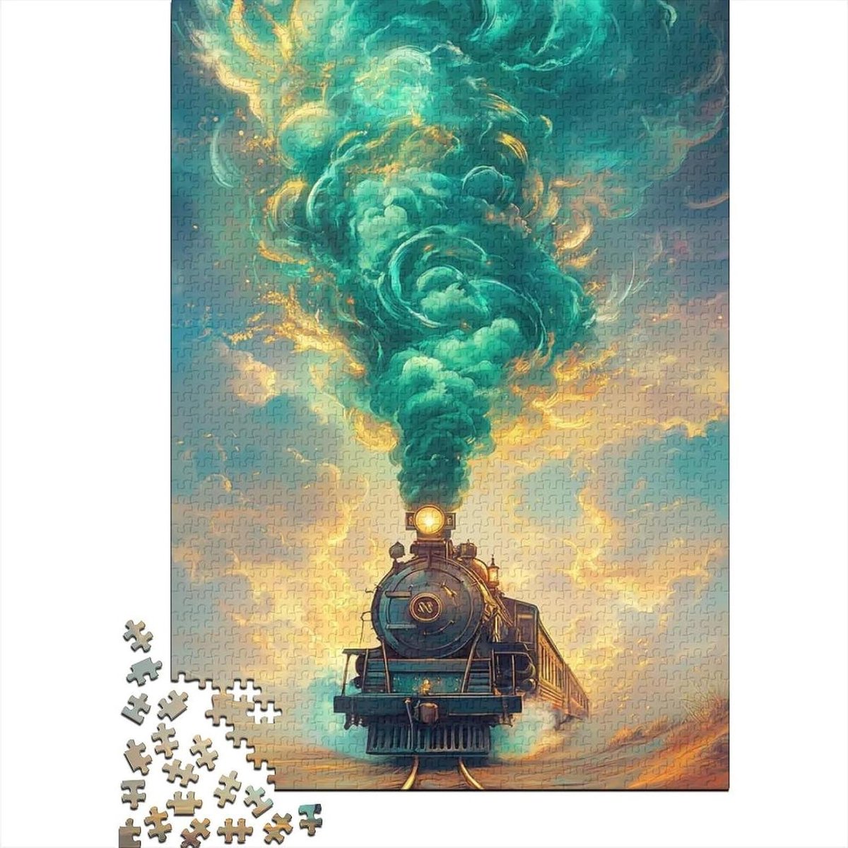 Stoomtrein Puzzel - Puzzelspel Volwassenen - Ontspanning Thuis - Nauwkeurig Gesneden Stukjes - 52 x 38 cm - Kleurrijk