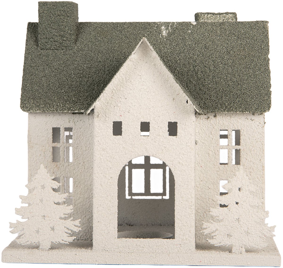 Clayre & Eef Decoratie Beeld Huis 26x17x26 cm Wit Metaal