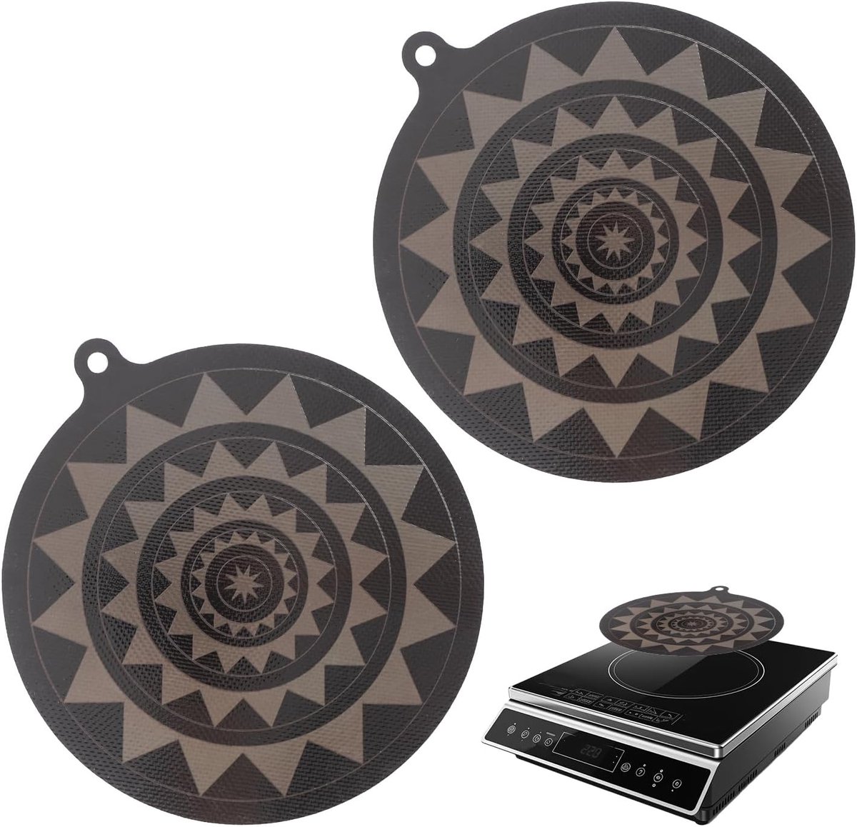 Inductiekookplaatmat 24cm - thermochrome siliconen glasvezel - krasbestendig - herbruikbaar en antislip - ShopVlot