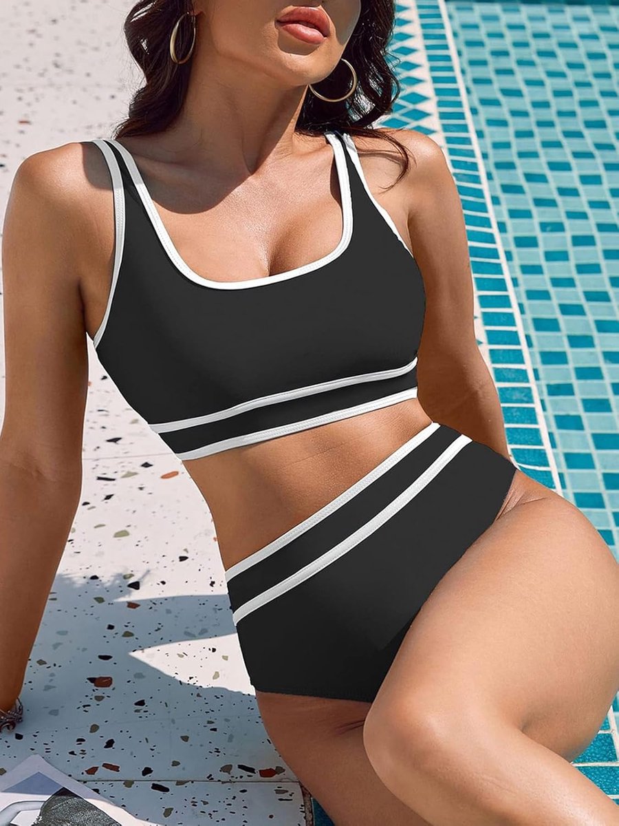 Badpak voor dames, push-up-bikiniset, hoge taille, sexy, buikcontrole, sportief