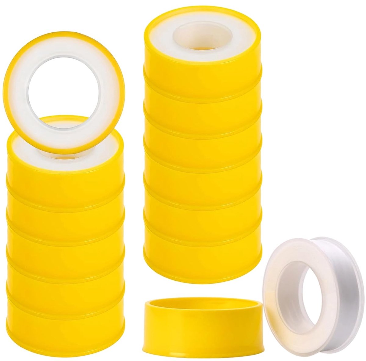 12 stuks Teflon tape DVGW, PTFE afdichtingstape, 15 mm x 12 m, wit, voor gas, water, sanitair en verwarmingssystemen, schroefdraadafdichtband met temperatuurbereik -60 °C tot 240 °C