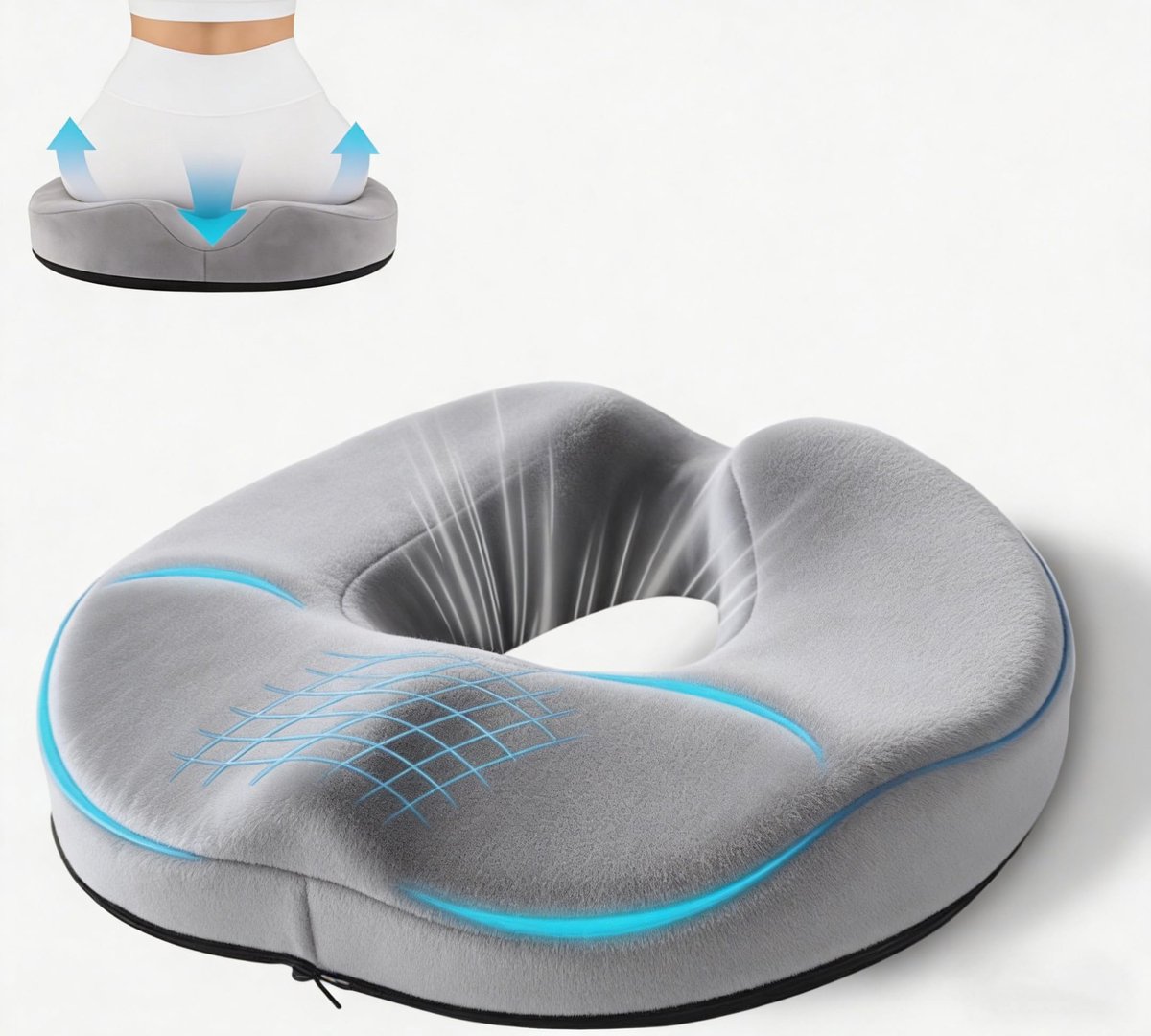 Omgoods - Ergonomisch Donut Zitkussen - Memory Foam voor Coccyx en Hemorroïden