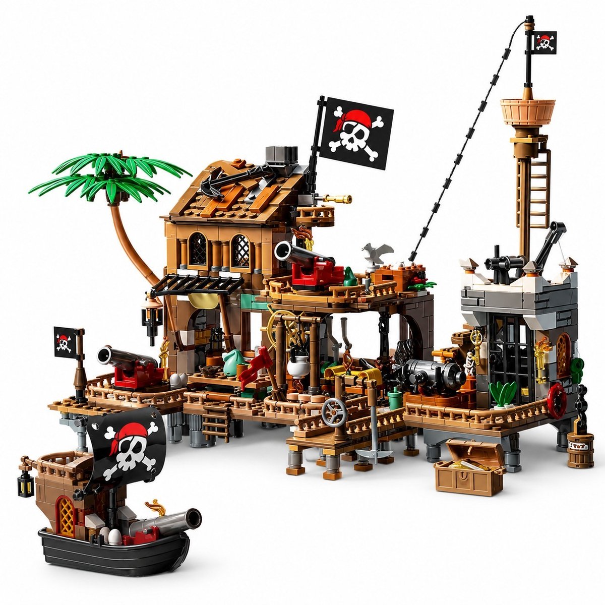 K&R Ventures® Piratenschip Haven Bouwset - 868 Bouwstenen - Bouwpakket - Displaymodel - Cadeau voor Kinderen & Volwassenen