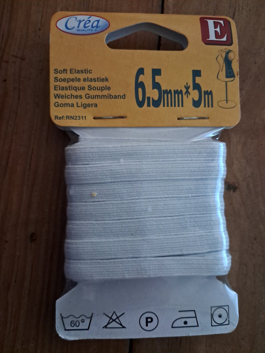 Soepele Elastiek 6.5mm*5m Crea - wit