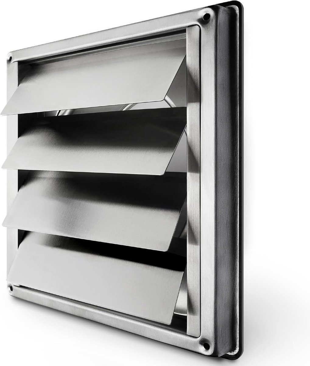 100 mm Inch roestvrijstalen externe ontluchter Louvre Gravity Flap Grille
