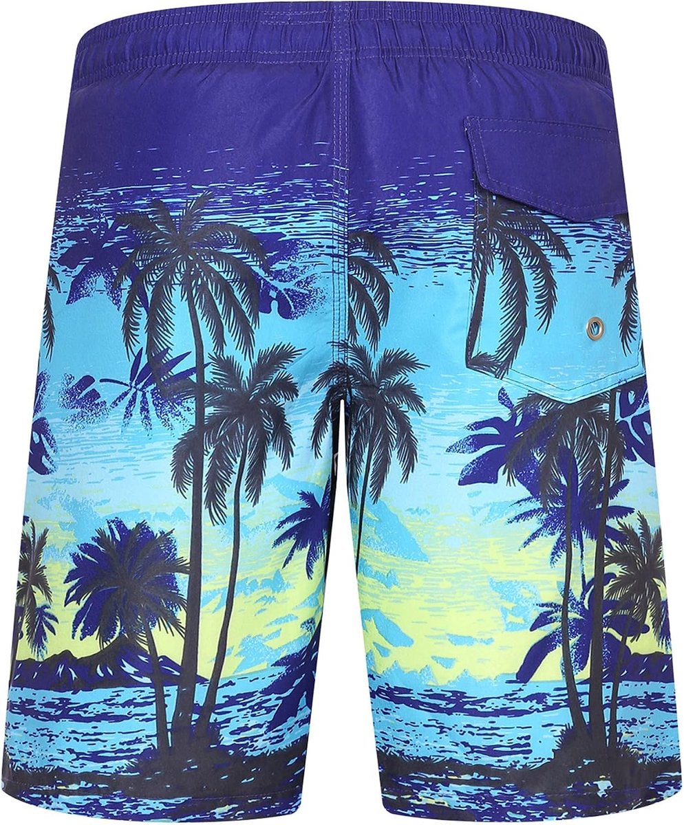 Heren Zwemshort Zee Surf Zwembroek Print Hawaiian Zomer Groot Sneldrogend Met Mesh Voering Palm S0005 XXL