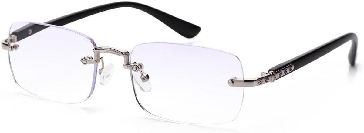 Randloze Leesbril voor Mannen Vrouwen-Blauw Licht Blokkeren Frameless Reader, Metalen Klassieke Computer Comfortabele Bril