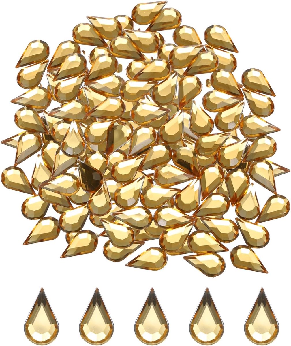 200 stuks acryl edelstenen met platte achterkant, 6 x 10 mm, kunststrassteentjes voor doe-het-zelf knutselen, kralen, bruiloft, gezichtsbeschildering, sieraden maken, lichtbruin
