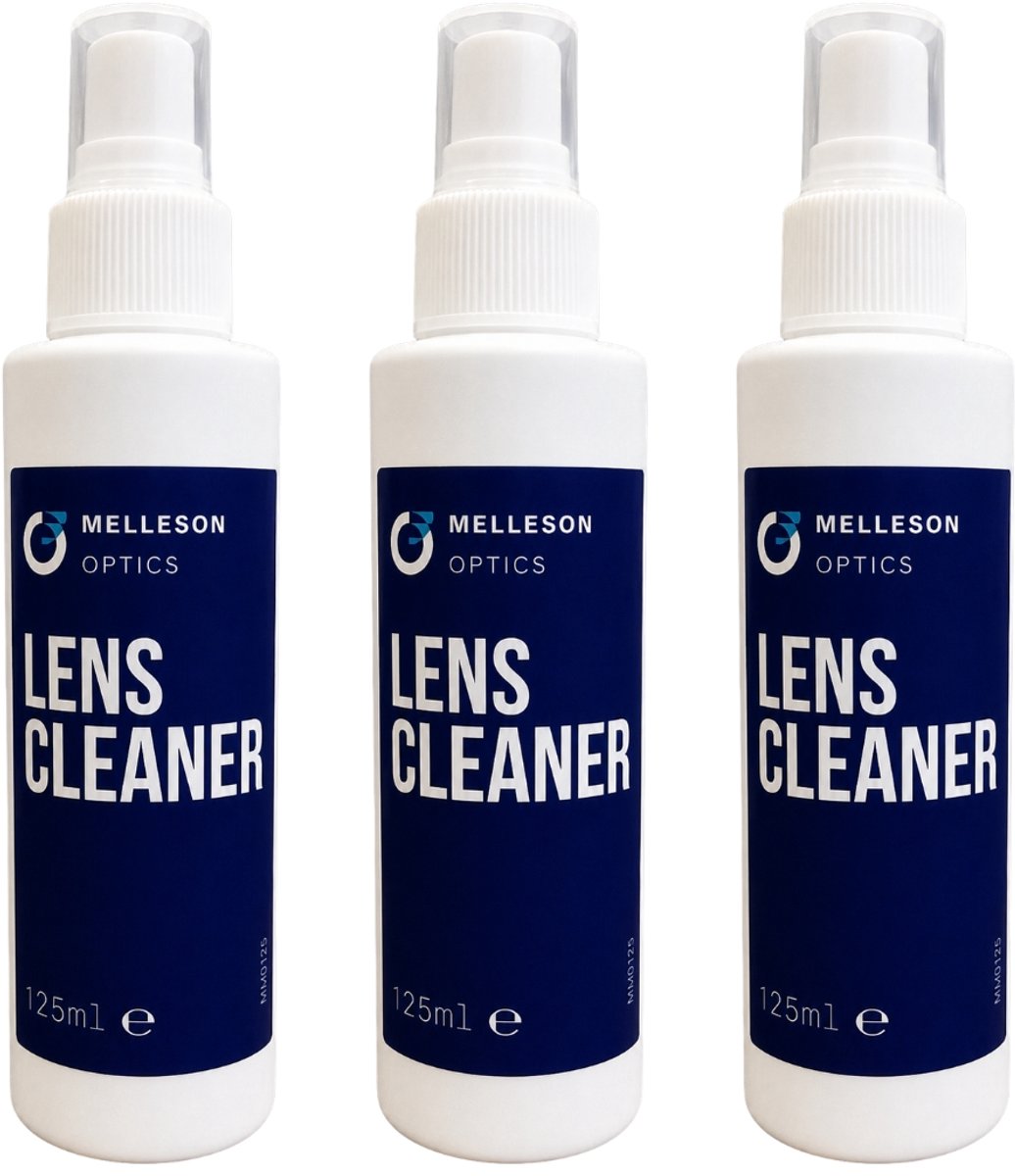 Melleson Optics - Lens Cleaner 3 x 125 ml - Brillenreiniger voor Glazen van Plastic en Glas - Veilig voor Anti-Reflecterende Coatings