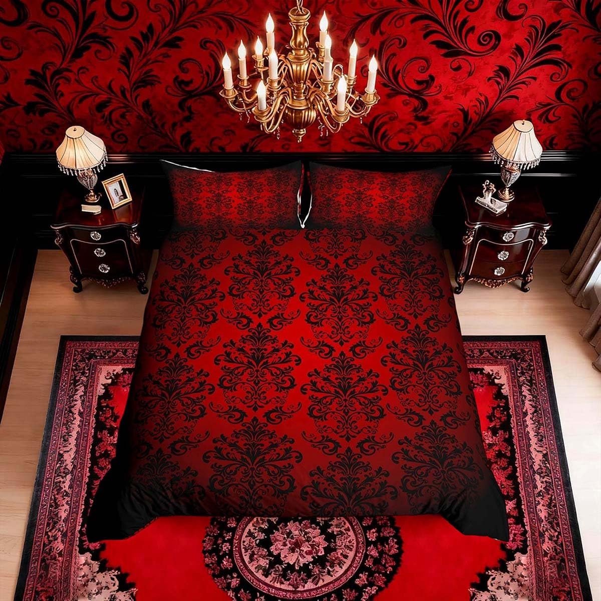 Omgoods - Vintage Damask Dekbedovertrek Set voor Dubbele Bedden met Kussenslopen