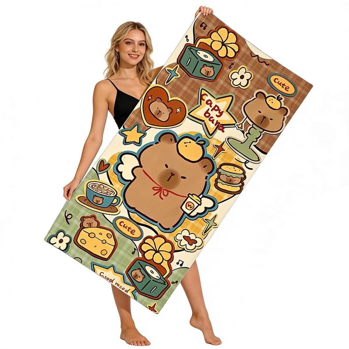 Omgoods - Capybara Strandhanddoek voor Kinderen 160 x 80 cm