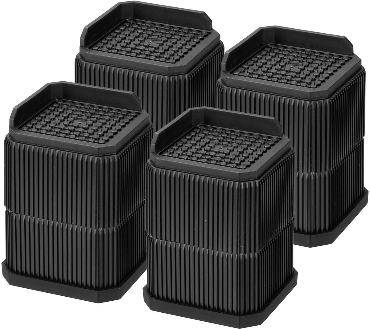 Omgoods - Verhogingen voor bed en meubels - Stapelbaar kunststof zwart 5,1 cm en 9,4 cm