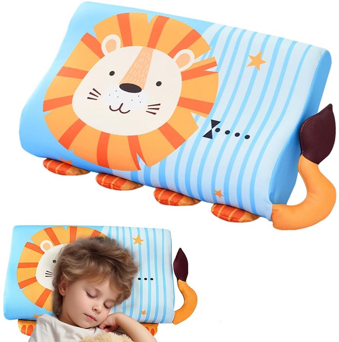 Omgoods- Traagschuim Kussen Ergonomisch - Kinderkussen - Ademend - Wasbaar - Kussensloop - Comfortabele Kern