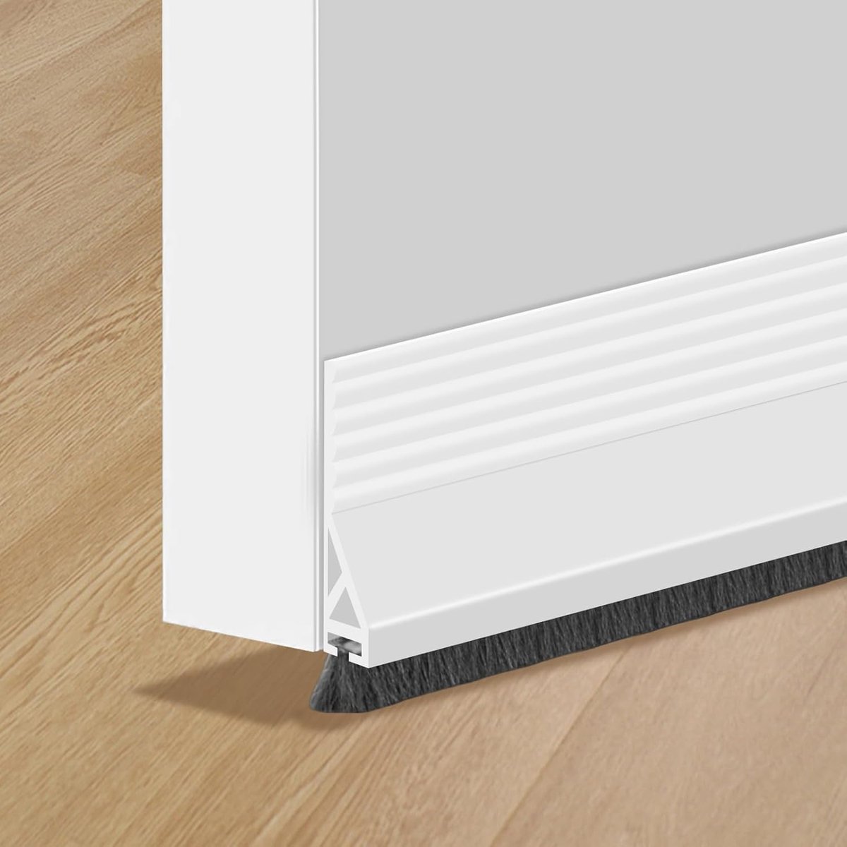 wit, 100 cm x 4,5 cm, TPE + borstel, Deurafdichting, Borstelafdichting, Zelfklevend, Op maat te snijden