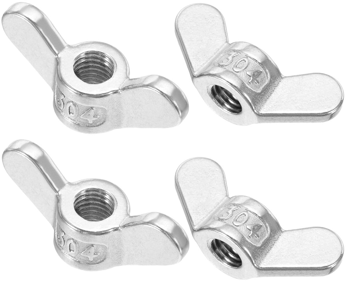 Vleugelmoeren, 4 stuks 304 roestvrij stalen vlindermoer, twist bevestigingsonderdelen, gladde afwerking, vleugelmoeren voor reparatie, fabricage, techniek