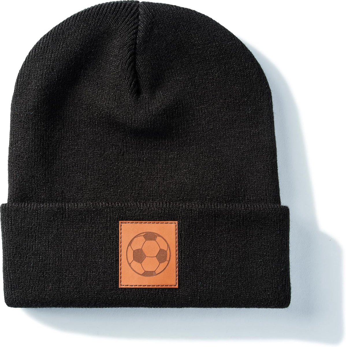 Voetbalmuts voor kinderen: leren voetbalemblemen - gebreide kindermuts voor voetballers trainingsmuts wintermuts beanie muts kindermuts jongen en meisje cadeau
