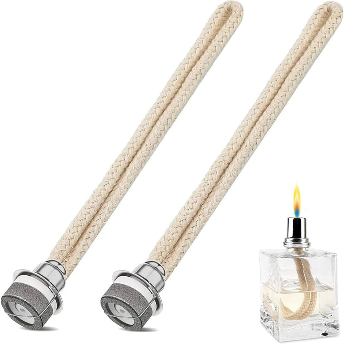 2 stuks katalytische lont, lamp voor geuroliën, katalytische brander, aromatherapie, diffuser, decoratie, 18 mm (zilver)