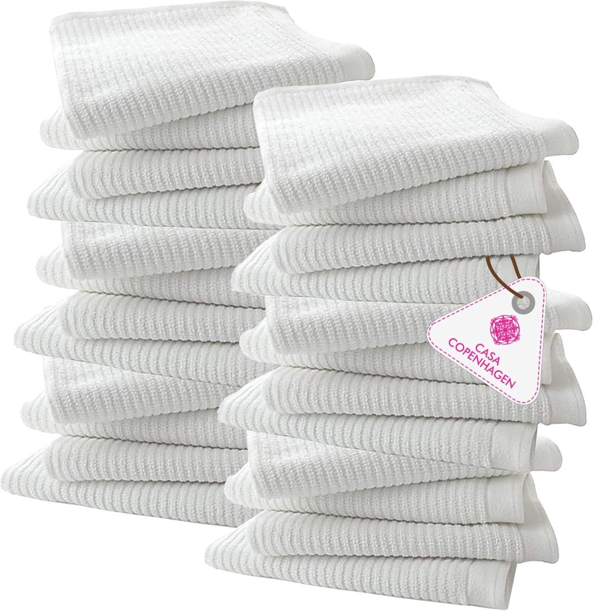 Omgoods - Casa Copenhagen Ribbed Bar Handdoeken - Set van 24, 100% Katoen, 15 x 48 cm
