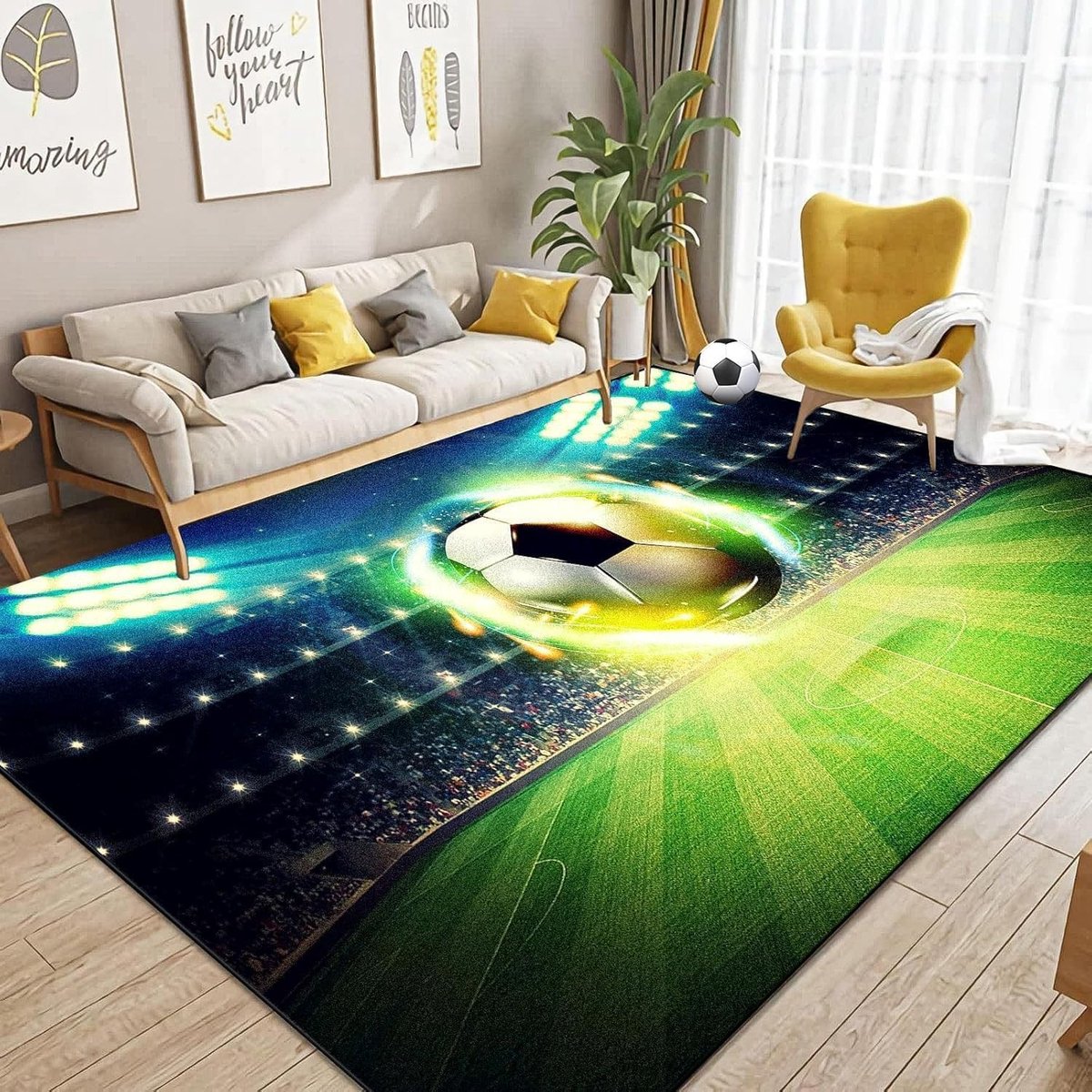 Omgoods - Voetbal Tapijt voor Badkamer en Woonkamer - Antislip Zacht 61,5 x 91,5 cm