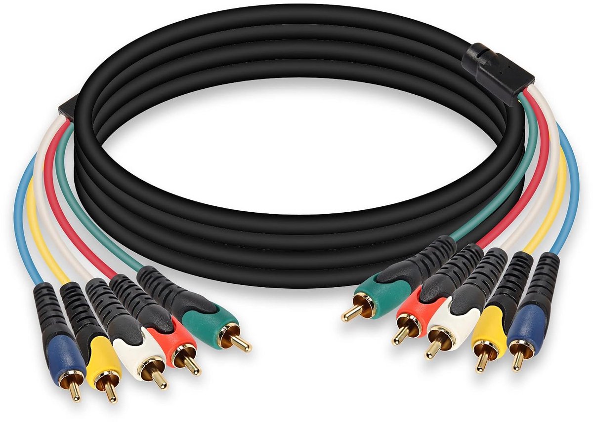 5-RCA RGB Componenten Audio Video-Kabel, Vergulde 5-RCA Naar 5RCA Stekker Voor DVD, TV/HDTV, VCR's, CD-Speler, Camcorder, Projector (1,5 M)