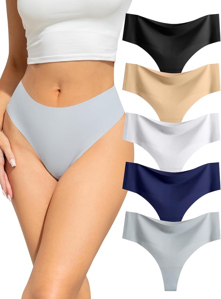 String Dames Naadloos, High Waist Seamless Ondergoed, Thongs Women | 5-Pack Hoge Taill Naadloze Brazilian Slips, Sport Vrouwen Onderbroeken, Invisible Underwear, No Show Panties