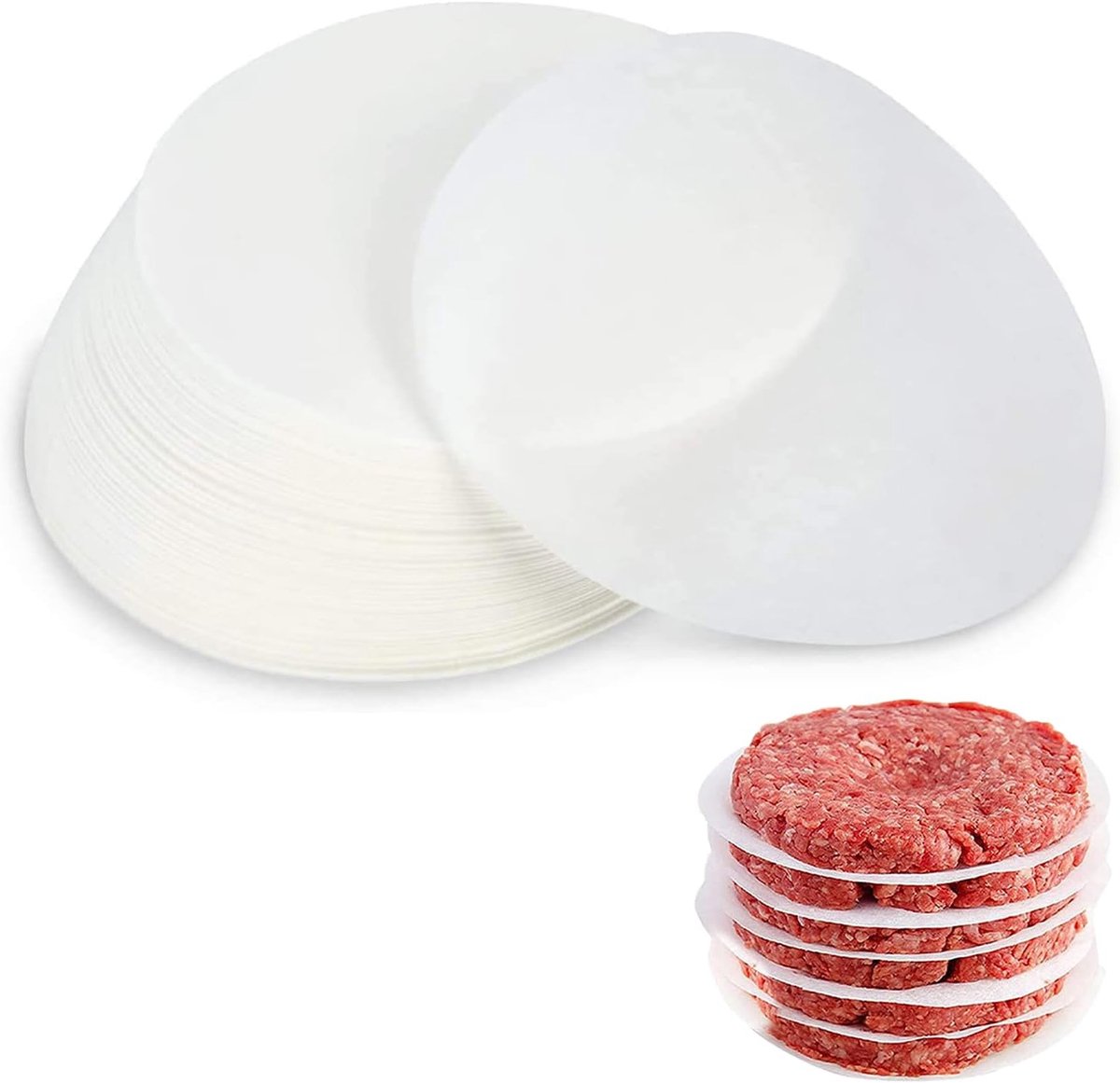 500 stuks hamburgerpapier, 15 cm, hamburgerpapier, 15 cm | Burgerpapier, rond, perkamentpapier, hamburgerpapier voor hamburgerpers, hamburgerpapier voor patties, hamburger cheeseburger