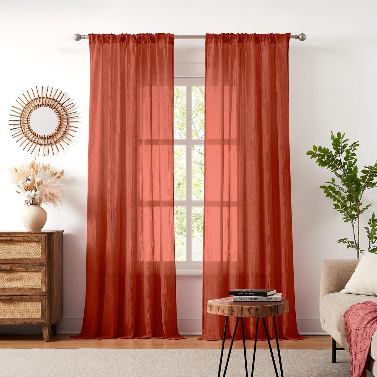 Omgoods - Rail Gordijnen Set van 2 - Wit Translucent Voile 260 x 140 cm