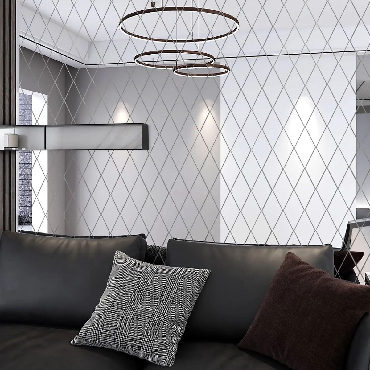 Omgoods - 32 Stuks 3D Spiegel Wandstickers - Decoratieve Diamantvormige Spiegels