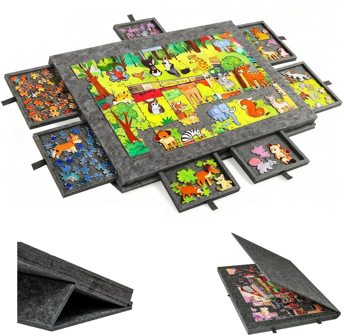 Omgoods - Kippbare Puzzeltafel met 6 Lades - Draagbare Puzzelbord voor 1000 Stukken