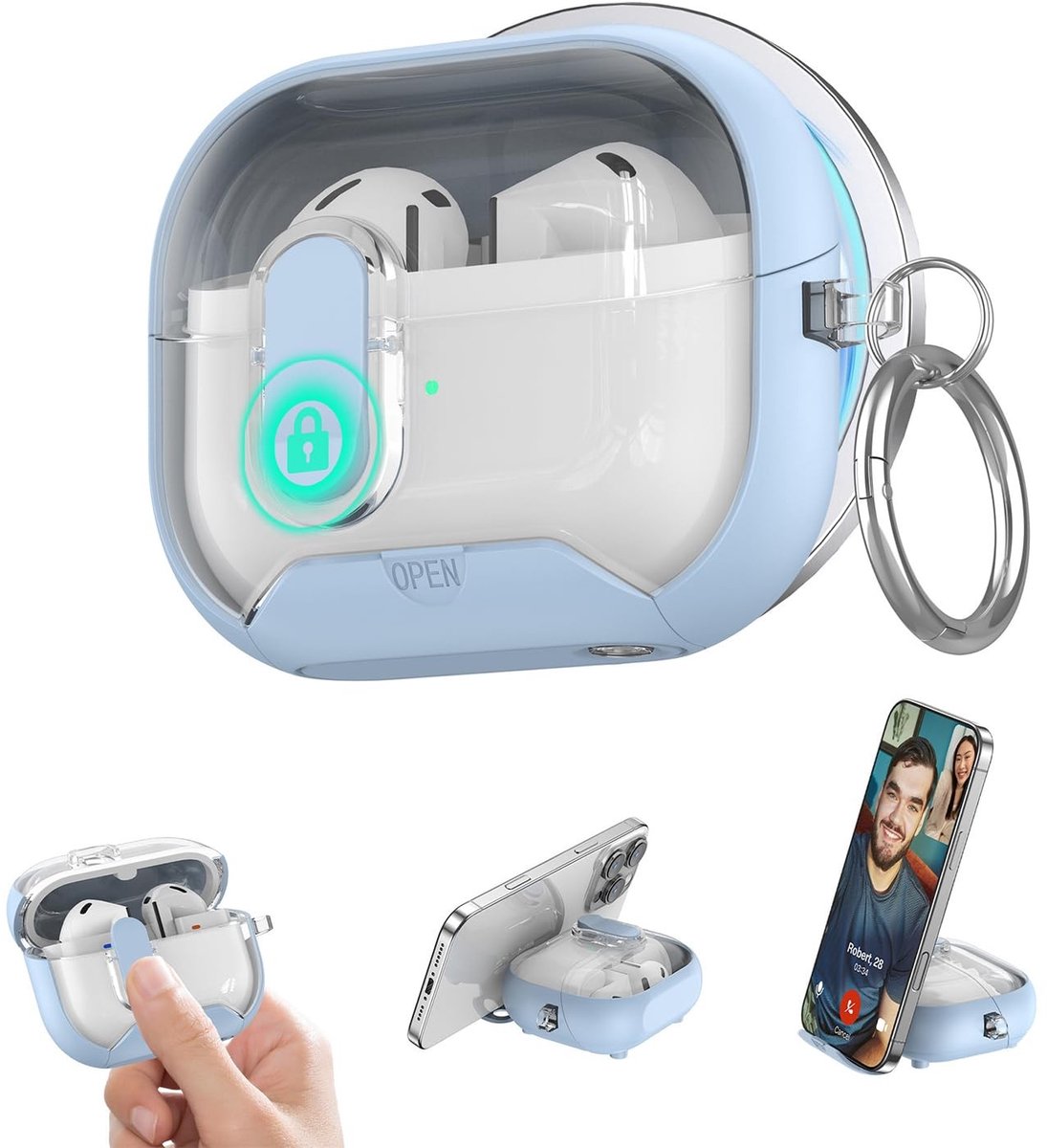 Omgoods - Transparante Beschermcase voor Samsung Galaxy Buds 3 FE / 3 Pro met Telefoonstand